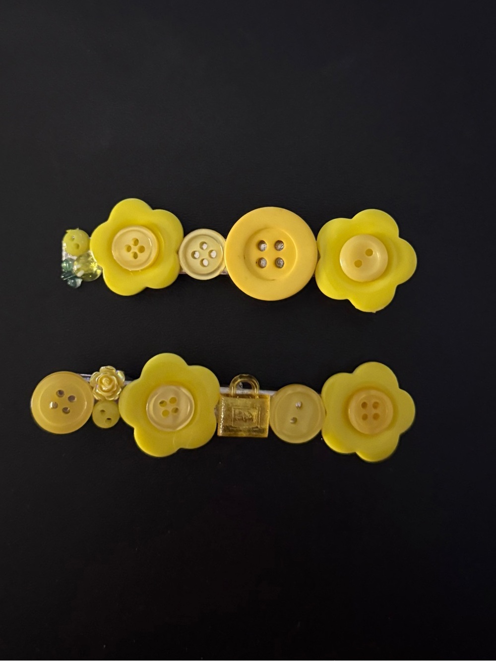 Y2K Button Hair Clips - Handmade